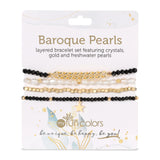 Baroque Pearl Black Crystal Bracelet Set