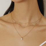 Gold Shell Pearl Drop Necklace