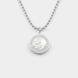 Medium St. Christopher Surf Necklace, Silver/White