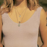 Medium St. Christopher Surf Necklace, Silver/Baby Blue