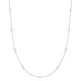 Silver Shell Pearl Station Necklace