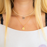 Small St. Christopher Surf Necklace, Gold/Pink