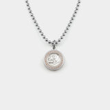 Small St. Christopher Surf Necklace, Silver/Petal