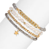 Baroque Pearl Black Diamond Crystal Bracelet Set