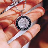 Medium St. Christopher Surf Necklace, Silver/Black