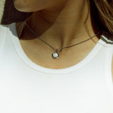 Small St. Christopher Surf Necklace, Silver/Black