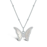 Mother of Pearl Butterfly Necklace- Silver