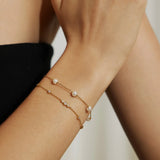 Gold Pearl Station Bracelet