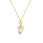Mother of Pearl Dripping Heart Necklace- Gold