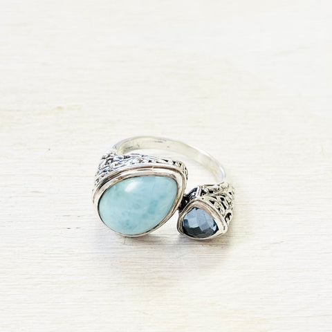 Sterling Silver Estate Blue Stone Ring