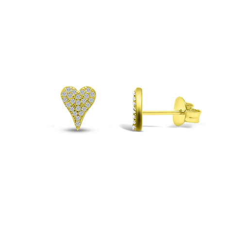 Dripping Heart Pave Stud Earrings- Gold