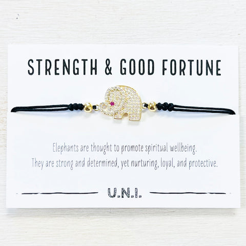 Strength & Good Fortune Bracelet- Black Cord