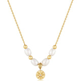 Gold Pearl Star Pendant Necklace