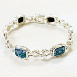 Sterling Silver Estate Mosaic Opal Bracelet
