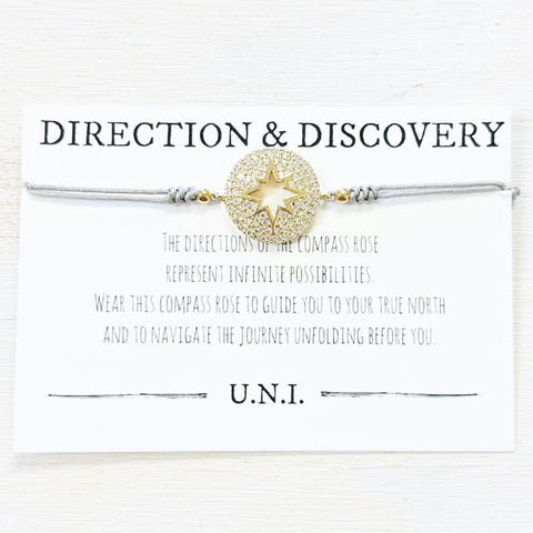 Direction & Discovery Bracelet - Grey Cord