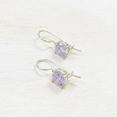 Sterling Silver Estate Lavender Stone Earrings