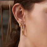 Gold Pearl Geometric Huggie Hoop Earrings