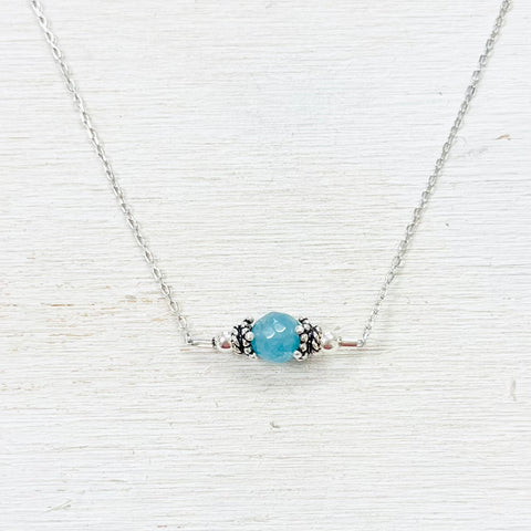 Sterling Silver Blue Stone Necklace