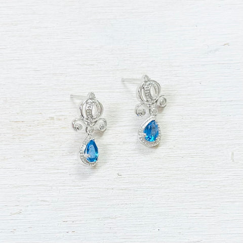 Sterling Silver Estate Blue Teardrop Earrings