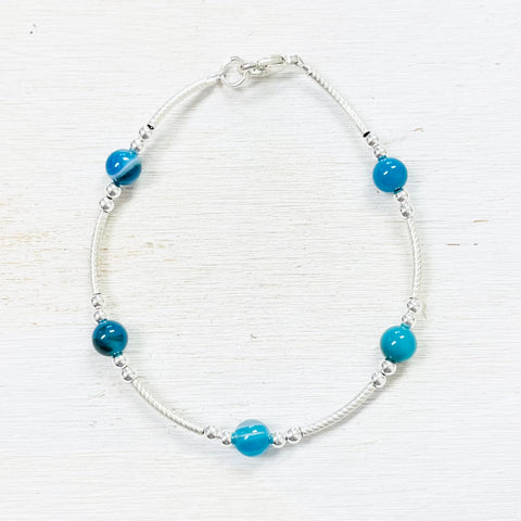 Sterling Silver Blue Beaded Bracelet
