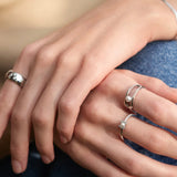 Silver Pearl Sparkle Interlock Ring