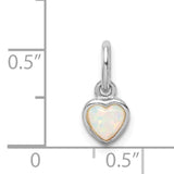 Sterling Silver October Created Opal Heart Necklace