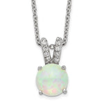 Sterling Silver October Created Opal & CZ Necklace