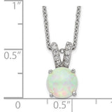 Sterling Silver October Created Opal & CZ Necklace