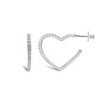 Heartly a Hoop Inside Out CZ Earrings- Silver