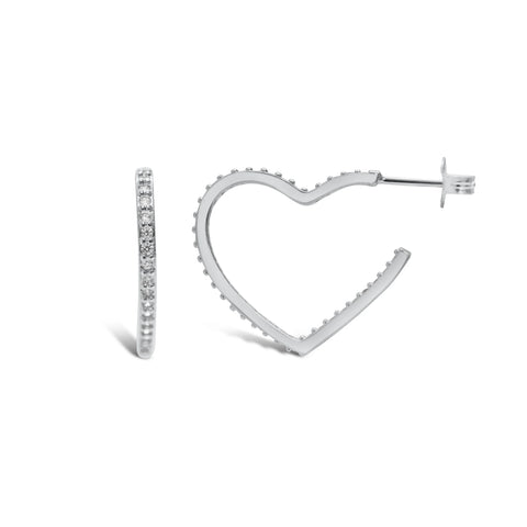 Heartly a Hoop Inside Out CZ Earrings- Silver