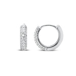 Totally Tubular Pave Huggie Hoops- Silver
