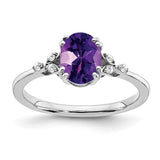 Sterling Silver Diamond and Genuine Amethyst Ring