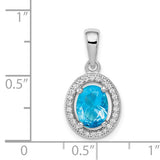 Sterling Silver March CZ Oval Halo Necklace
