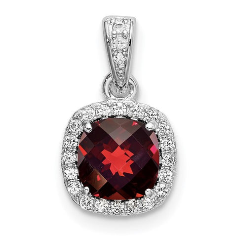 Sterling Silver Garnet and White Sapphire Necklace
