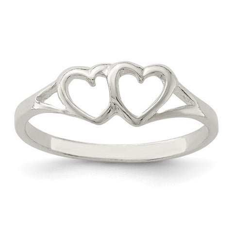 Sterling Silver Double Heart Ring- Size 6