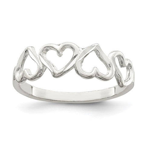 Sterling Silver Diamond Cut Heart Ring- Size 7