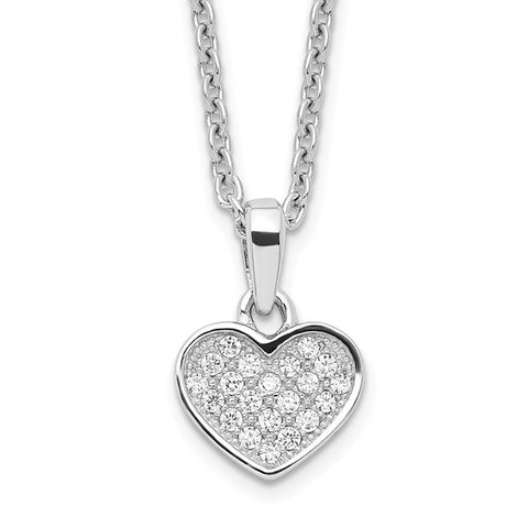Sterling Silver CZ Pavé Heart Necklace