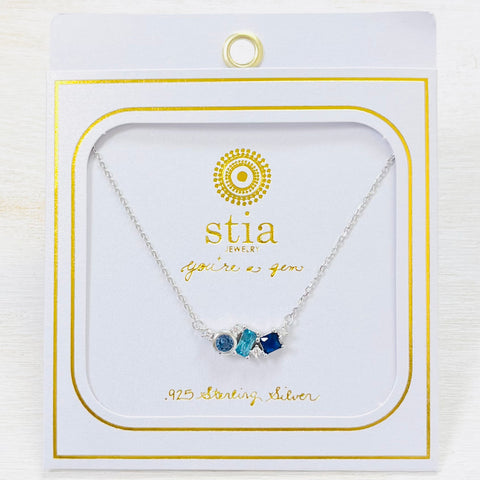 Colorful Clusters Aqua/Blue Silver Necklace