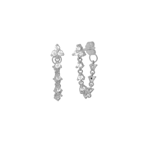 Silver Etta Crystal Chain Earrings