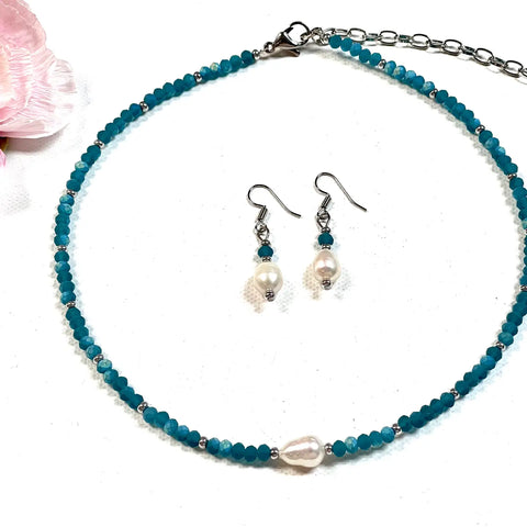 Fashion Freshwater Pearl Beaded Necklace and Earring Set