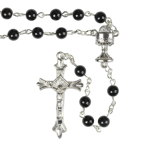 Black Glass Bead Rosary
