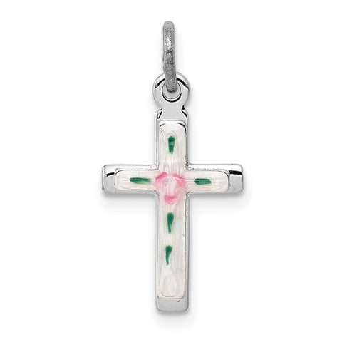 Sterling Silver Princess Collection Enamel Cross Necklace