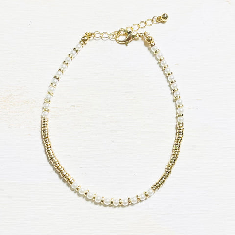 Fashion Gold Tone Pearl Anklet