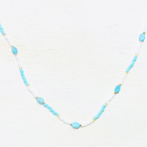 Fashion Blue and White Beaded Necklace