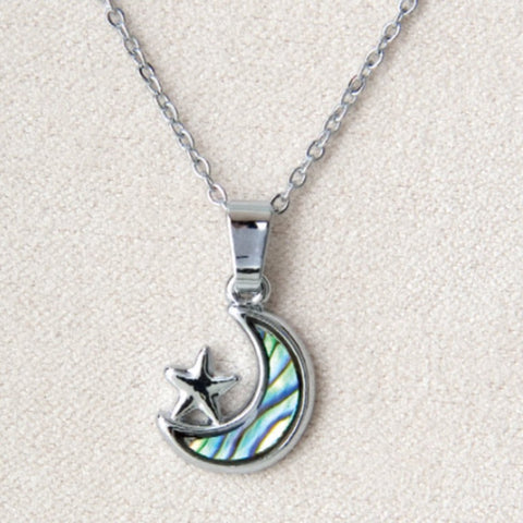 Wild Pearle Abalone Star & Moon Necklace