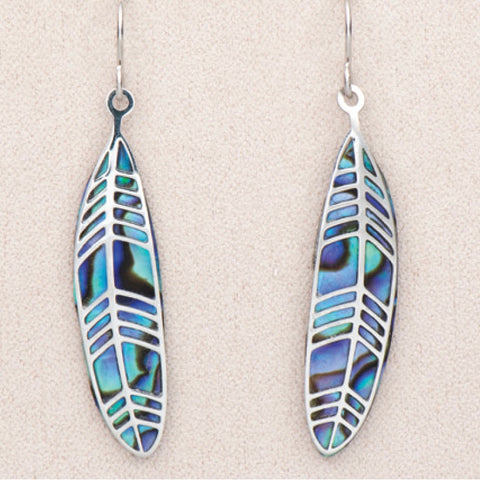 Wild Pearle Abalone Delicate Feather Earrings