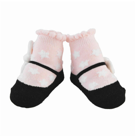 White Star Pink & Black Baby Socks