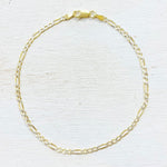 Sterling Silver Gold Plated Figaro Chain Anklet
