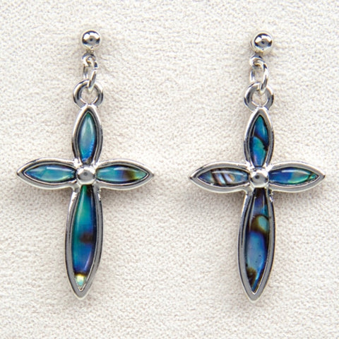 Wild Pearle Abalone Elegant Cross Earrings