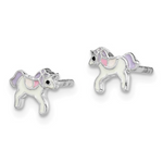 Sterling Silver Tiny Unicorn Stud Earrings